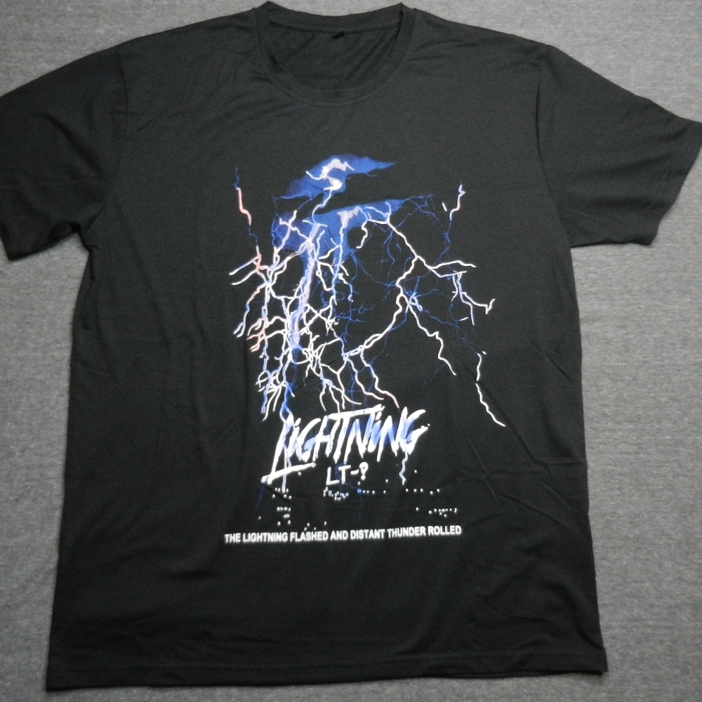 SHEIN Lighting LT Tee‎ T Shirt Adult XL Black Short Sleeve Boxy Oversized